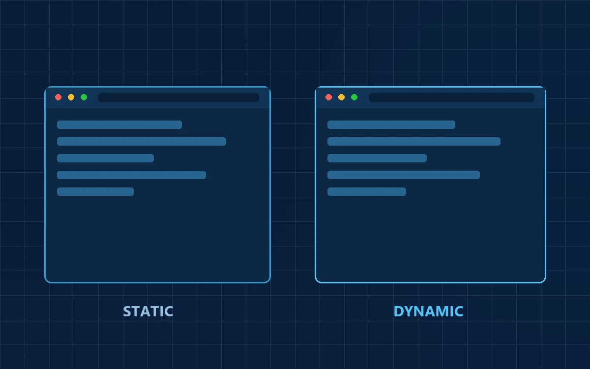 Static and dynamic website development comparison